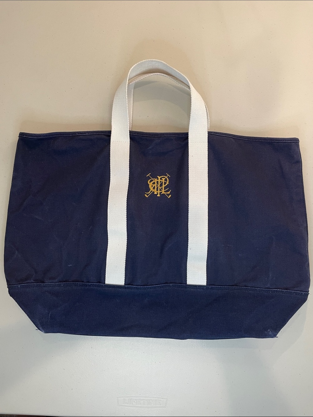 Polo Ralph Lauren Vintage Navy Canvas Crest Tote Bag